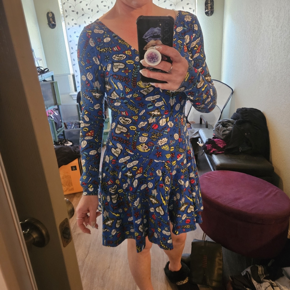 Betsey Johnson Blue Comic Print Dress